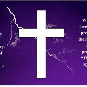 SublimArt - Wholesale Jar/Filled Candle - SUBLIMART: Prayer Candle - Porcelain Soy Wax Candle - The Easter White Crucifix on Purple Prayer