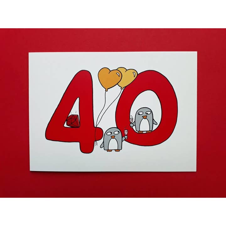 Karte zum 40-jährigen Jubiläum für den Großhandel von Penguin Parade