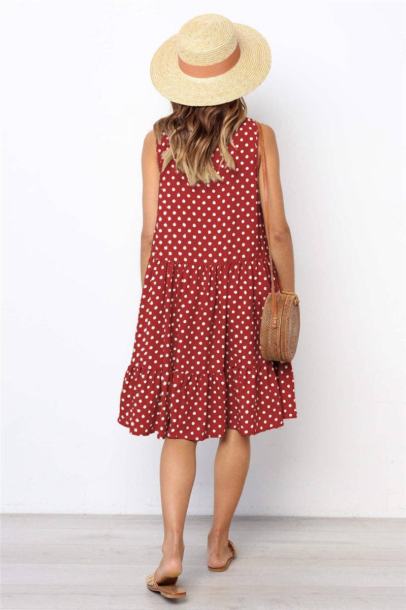 Sharon Tatem Fashion LLC - Wholesale Dress - Women's - Dress Sexy Boho Beach Sundress Women Floral Printed Polka Dot26