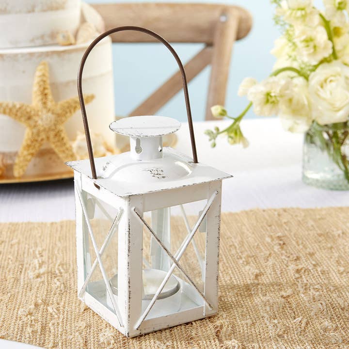 Kate Aspen - Wholesale Candle holder - Luminous Distressed White Mini-Lantern Tea Light Holder3