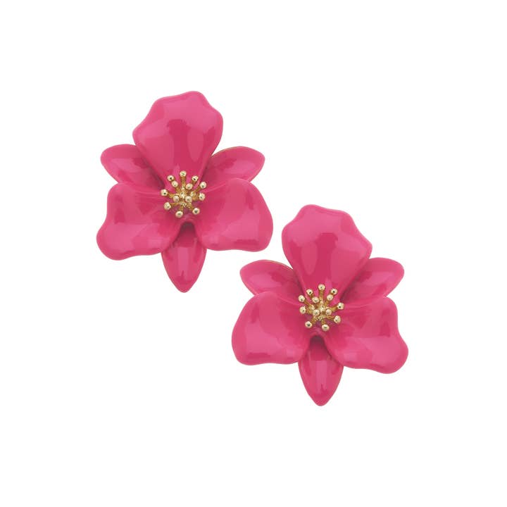 Canvas Style - Vente Clous d'oreille - Boucles d'oreilles Valentina en forme de fleur en émail1
