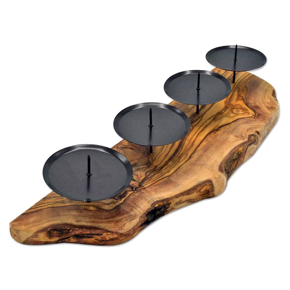 olivenholz-erleben - Wholesale Candle Holder - 4 Advent rustic candle holders made of olive wood2