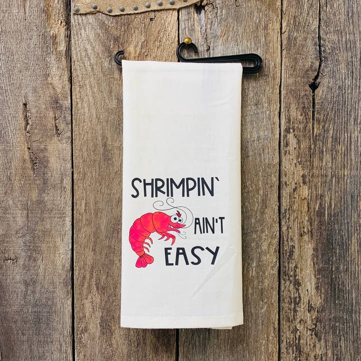 Crevettier, c'est pas facile, torchon de cuisine pour la vente par North Fork Mercantile