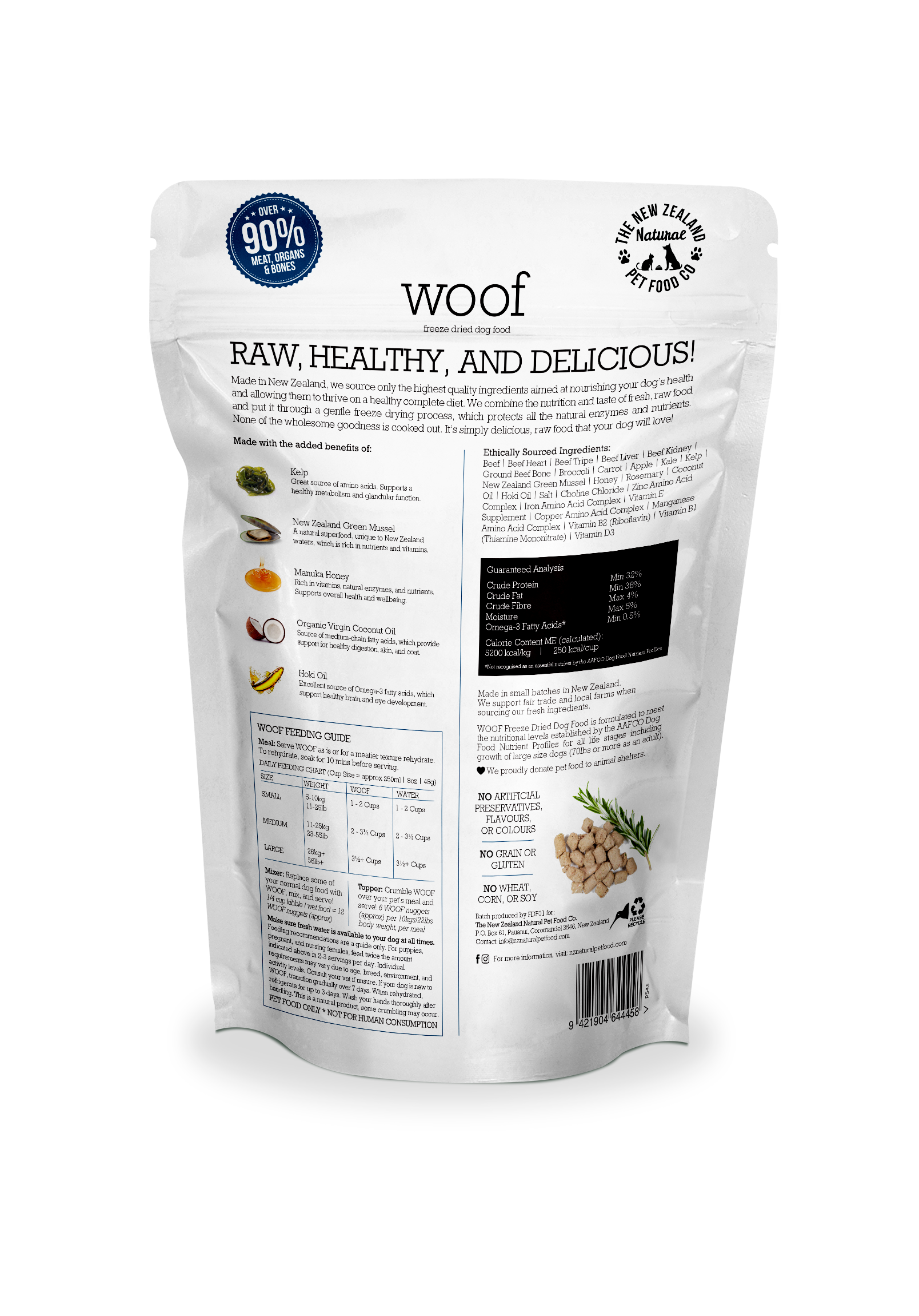 The New Zealand Natural Pet Food Co - Wholesale Pet Food - Dog - Woof Beef Freeze Dried Dog Food 1.76oz | 9.9oz | 2.2lb8