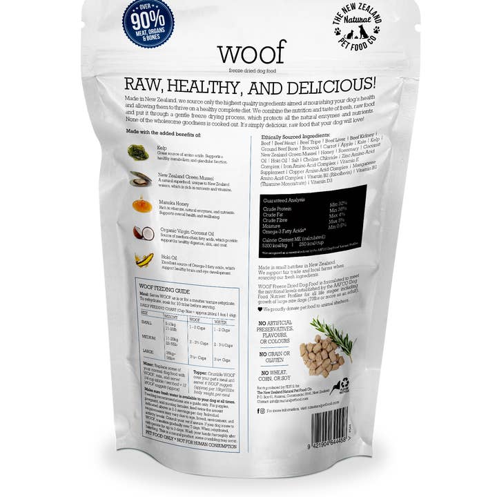 The New Zealand Natural Pet Food Co - Wholesale Pet Food - Dog - Woof Beef Freeze Dried Dog Food 1.76oz | 9.9oz | 2.2lb8
