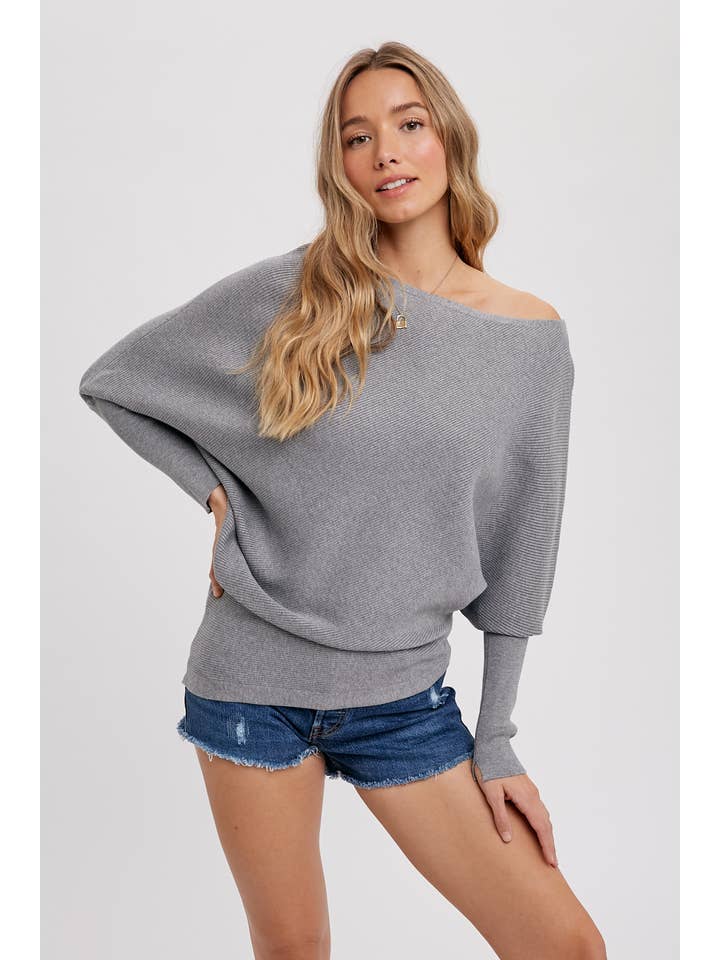 Bluivy - Wholesale Knit Sweater - Women's - ASYMMETRICAL OPEN SHOULDER DOLMAN PULLOVER12