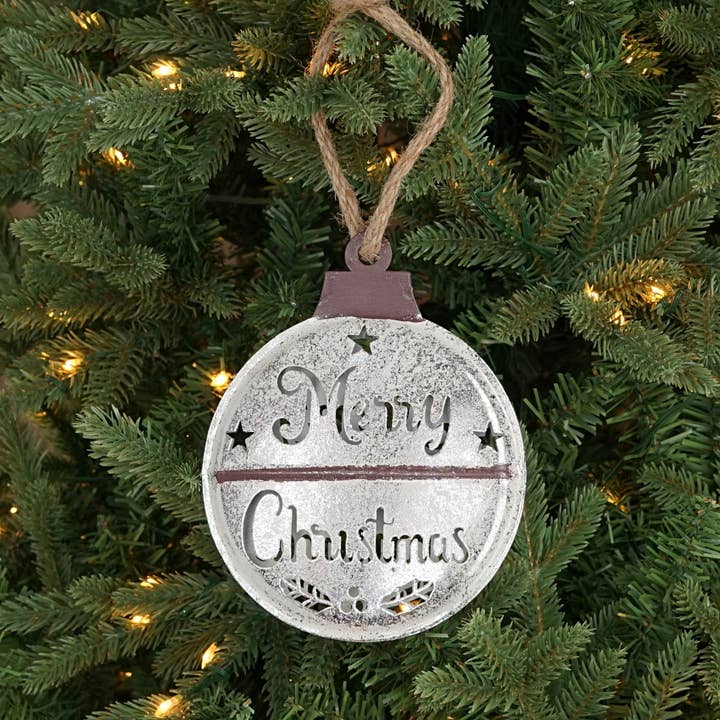 M32552-5.25inD Metallic glitter 3D ornament w. text-WT for wholesale by Holiday Depot Inc.