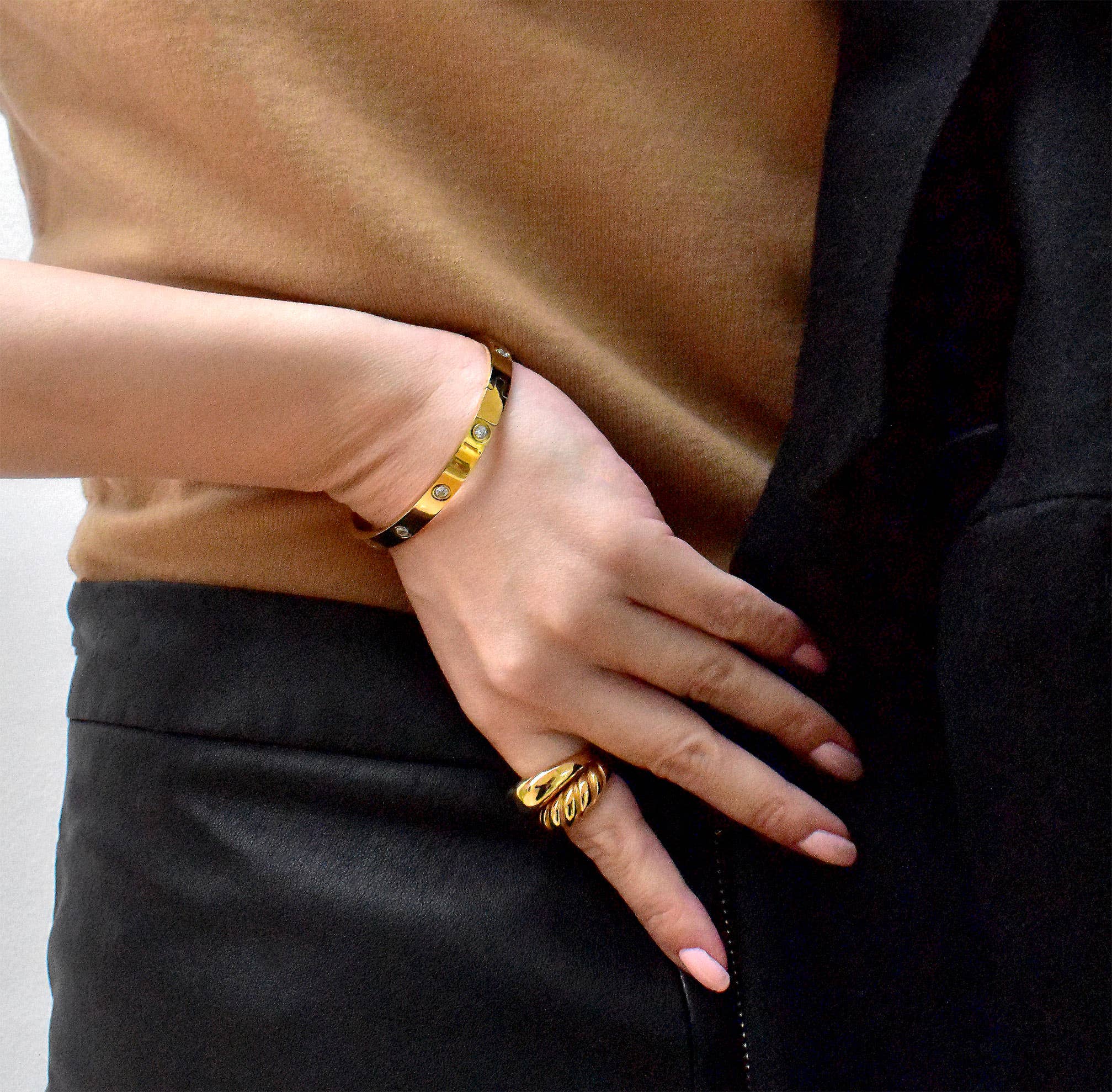 MAI DESIREE - Wholesale Cuff Bracelet - CARRIE GOLD DIAMOND CUFF BRACELET7