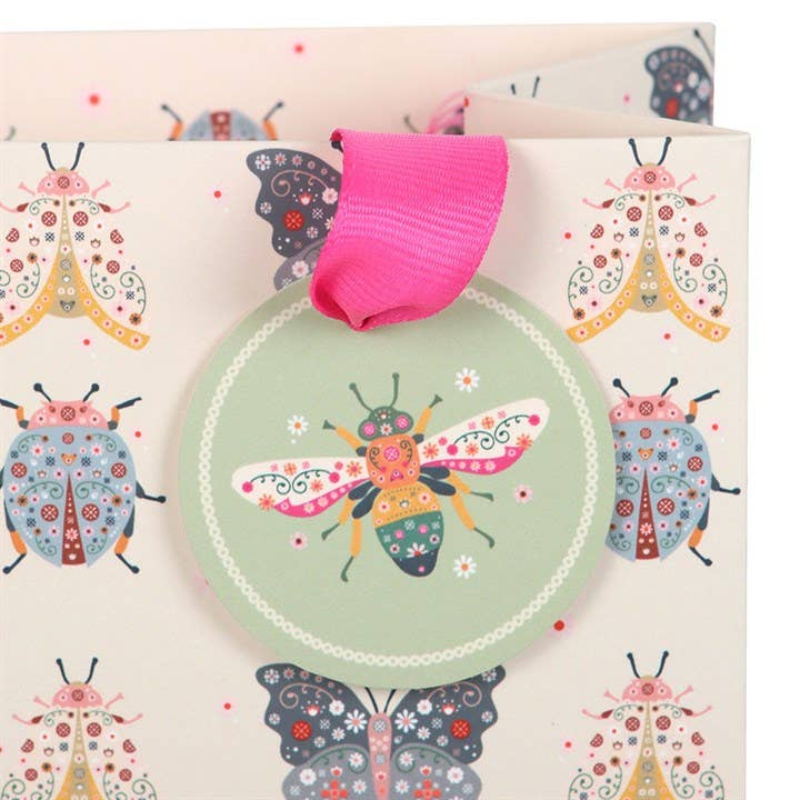 Something Different Wholesale – wholesale Gift bag – 23cm Medium Pastel Floral Bug Print Gift Bag2