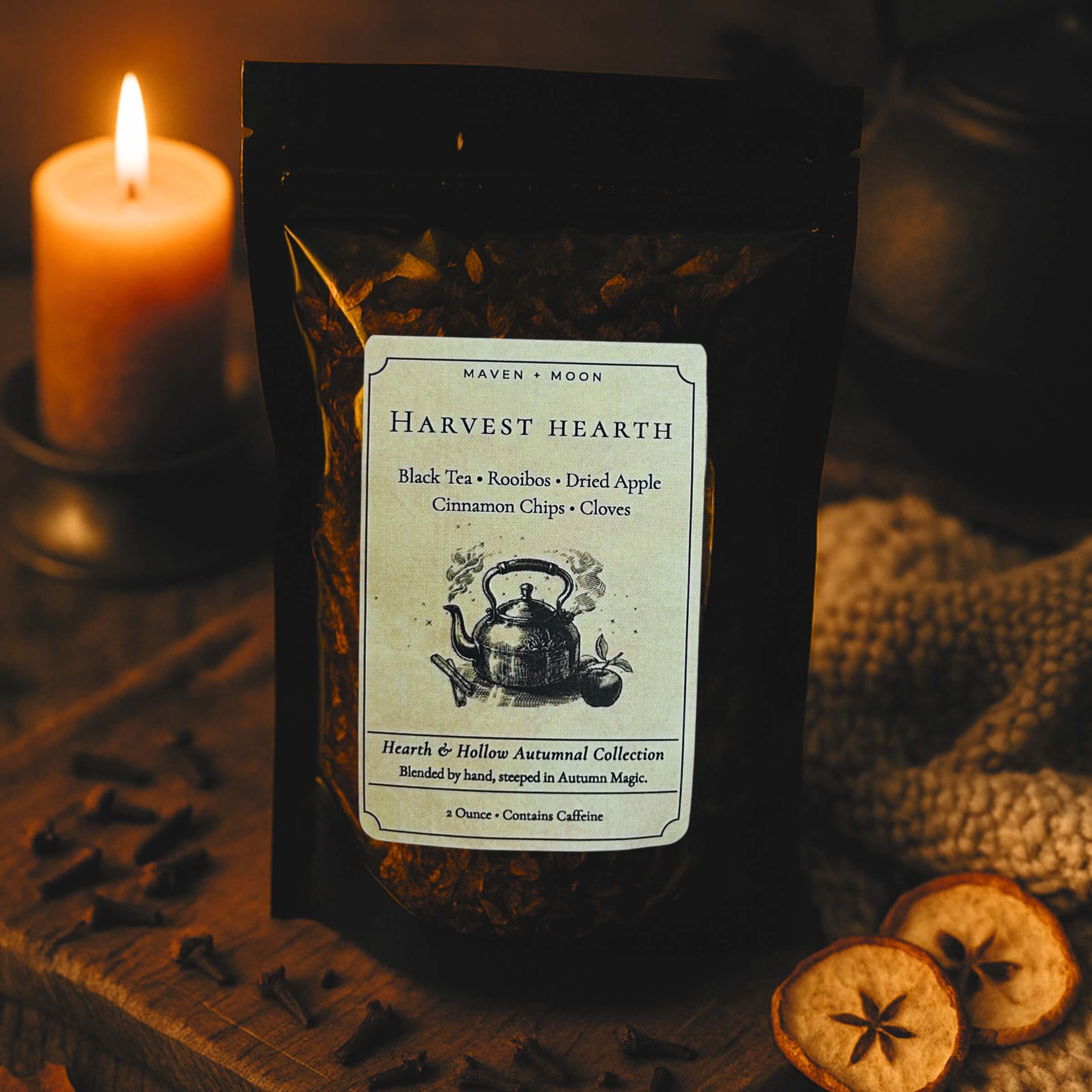 MAVEN + MOON – Chá solto por atacado – Mistura de Chá de Outono Harvest Hearth - 2 oz / Mistura Personalizada2