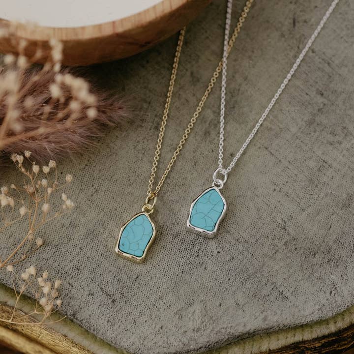 stone fleck necklace-turquoise for wholesale by Wild Abandon Jewelry