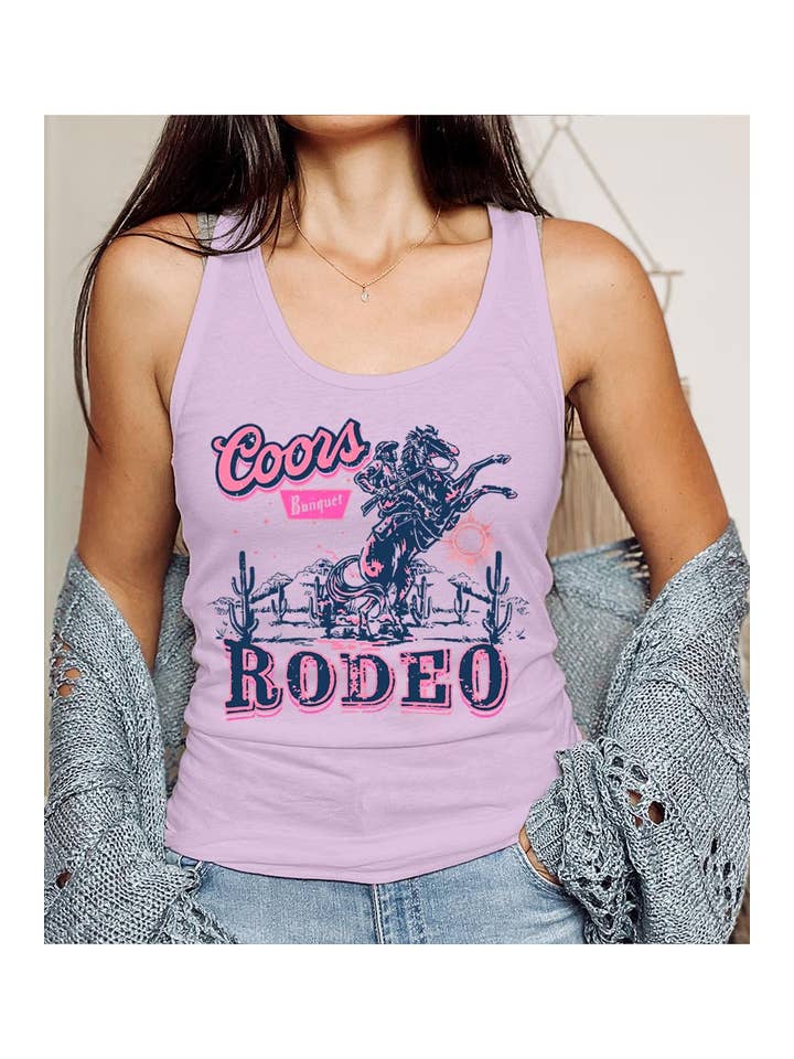 Pink Irene Wholesale – wholesale Linne (Tryckt) - Dam – Coors Rodeo Western Graphic Racerback Linne4