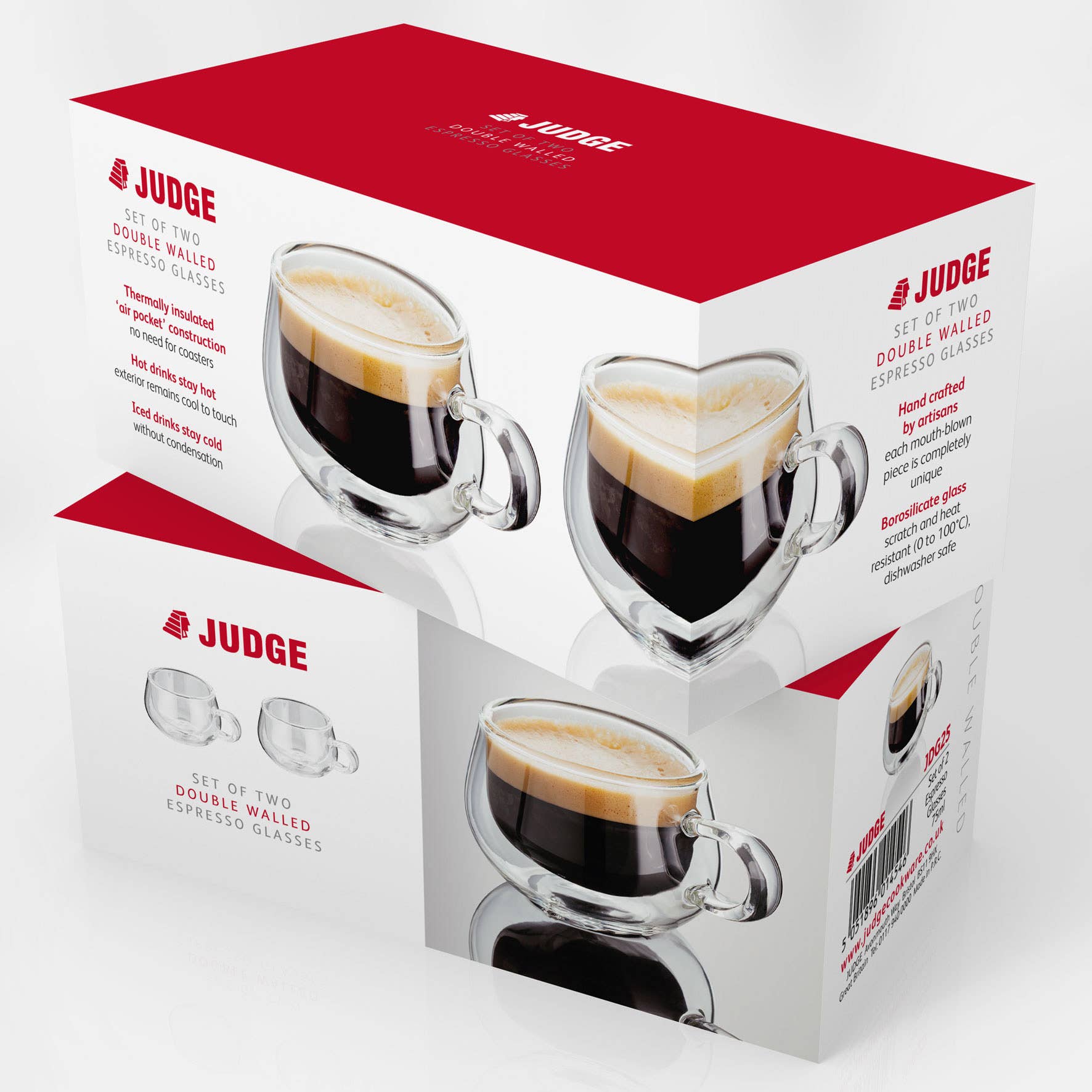 Judge UK – wholesale Coffee/tea cup – Judge Double Walled Glassware, 2 Piece Espresso Glass Set5