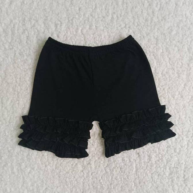 Girl Black ruffle shorts for wholesale by Yawoo Garments