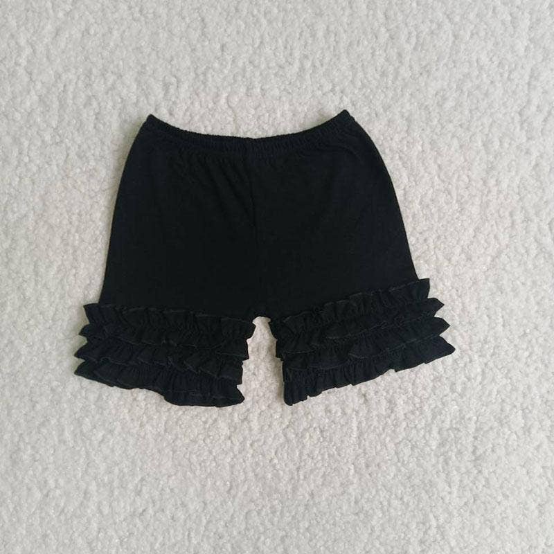 Yawoo Garments - Wholesale Shorts – Kids - Girl Black ruffle shorts