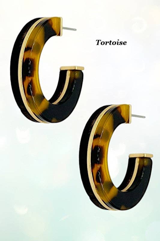 Andrea Bijoux – wholesale Hoop earrings – Acetate Wood Accent Semi Hoop Earring8