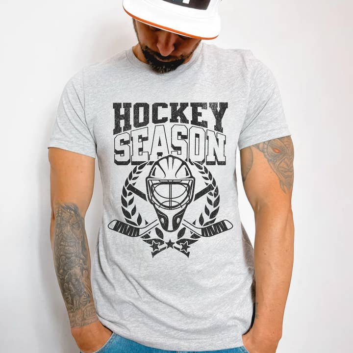(maglietta non inclusa) Hockey Season in nero 30,5 x 13" - Stampa serigrafica Transfer per la vendita all'ingrosso da parte di TEELUX
