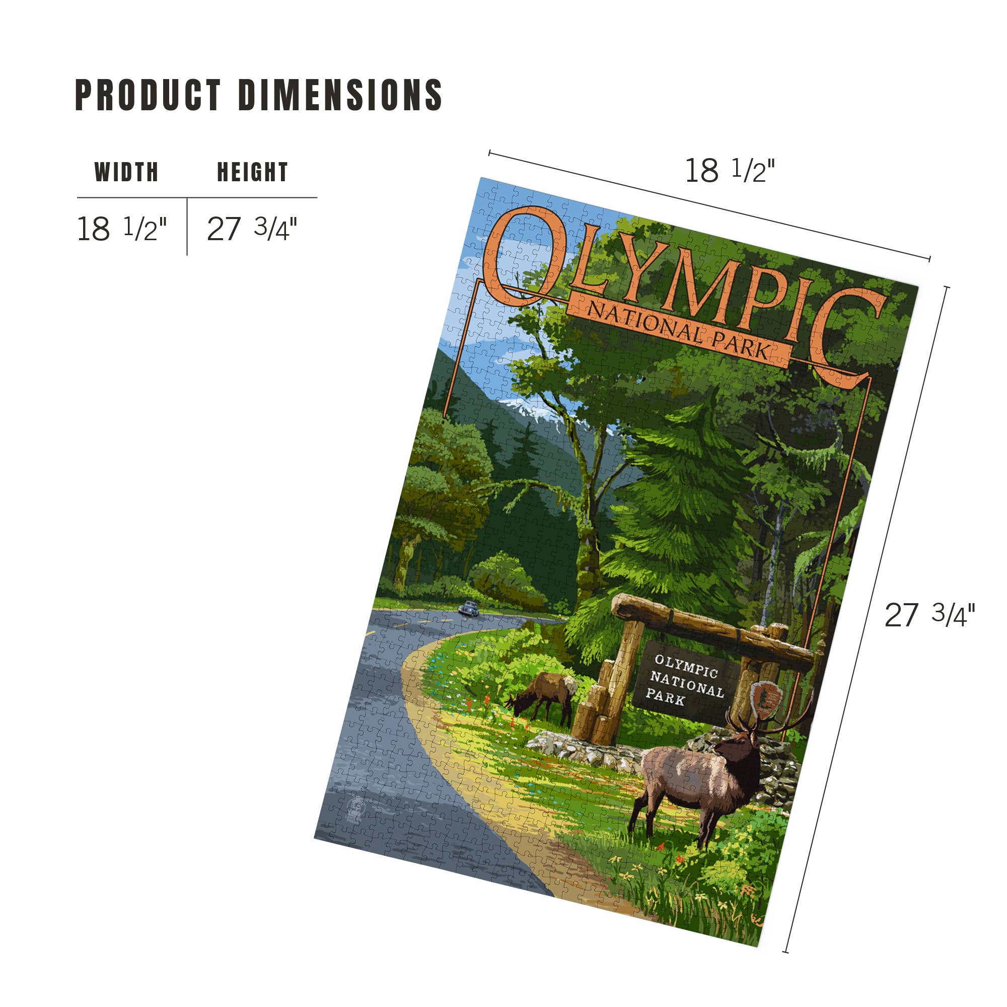 Lantern Press - Wholesale Puzzle - Adult - 1000 PIECE PUZZLE Olympic National Park, Washington Elk4