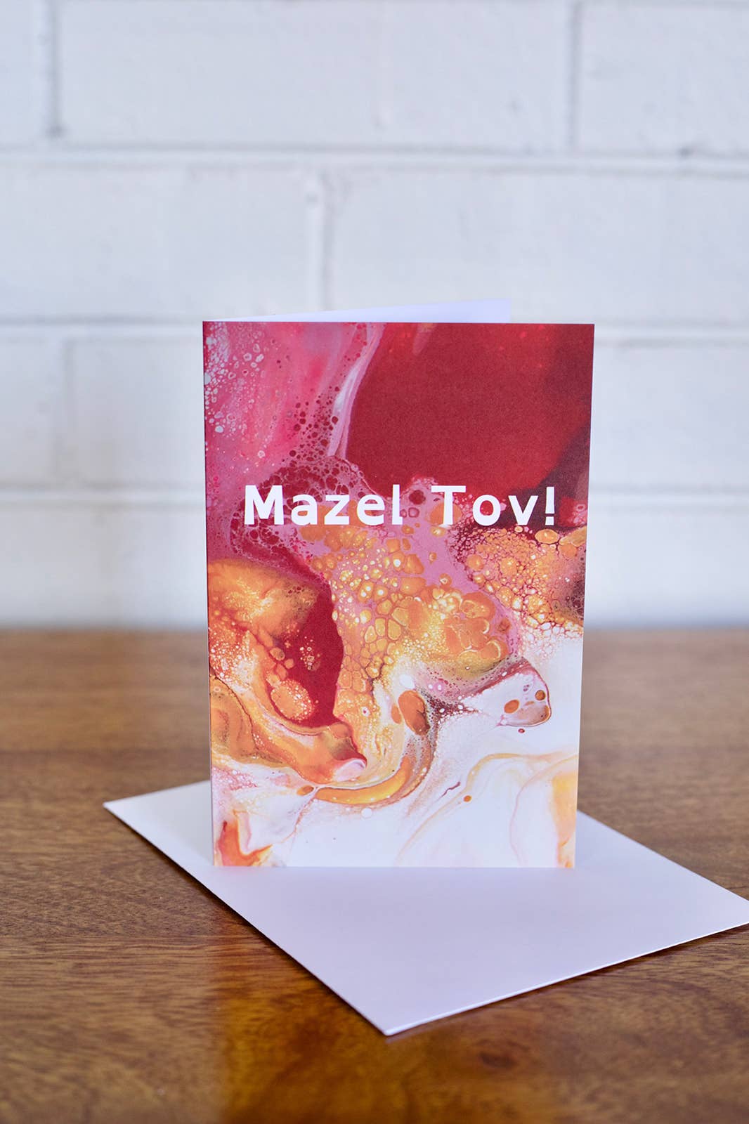 AbstractbyRabrams - Wholesale Congratulations Card - Mazel Tov Card - Orange, Pink - Bat Mitzvah - Judaica - Bar Mitzvah - Bris - B'nai Mitzvah 2