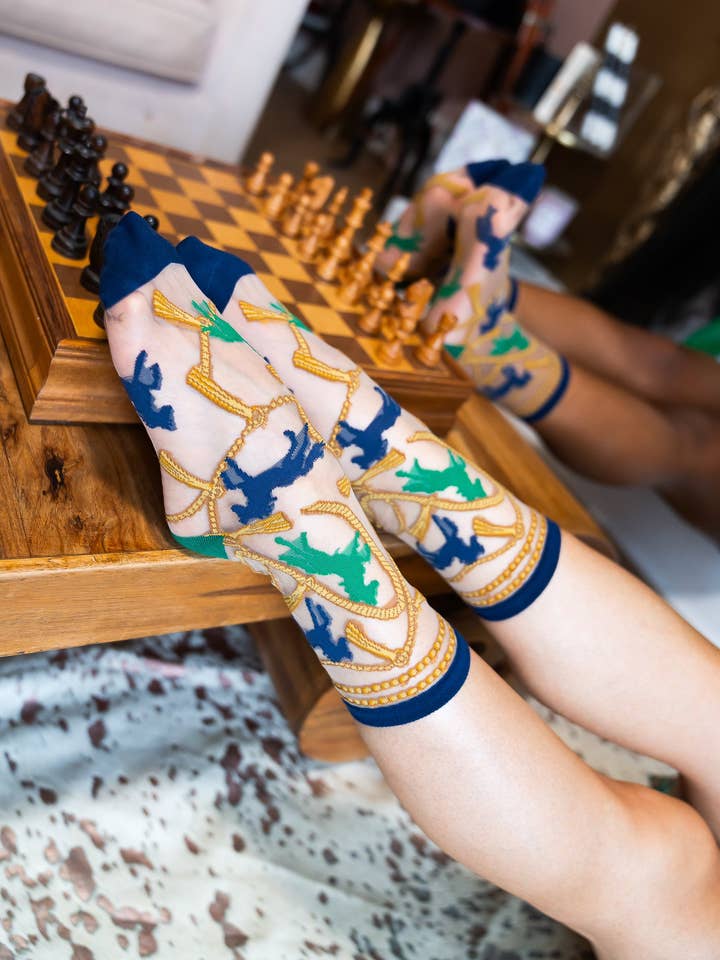 Meia Crew Sheer Cavalos e Correntes por atacado de Sock Candy