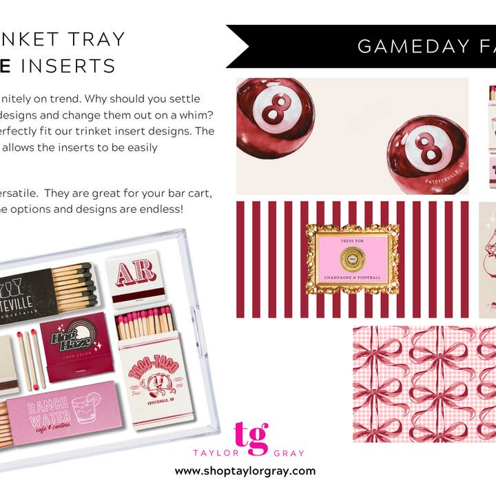 TAYLOR GRAY - Wholesale Jewelry Dish - 5.5x11 GAMEDAY FAYETTEVILLE trinket tray insert set of 51