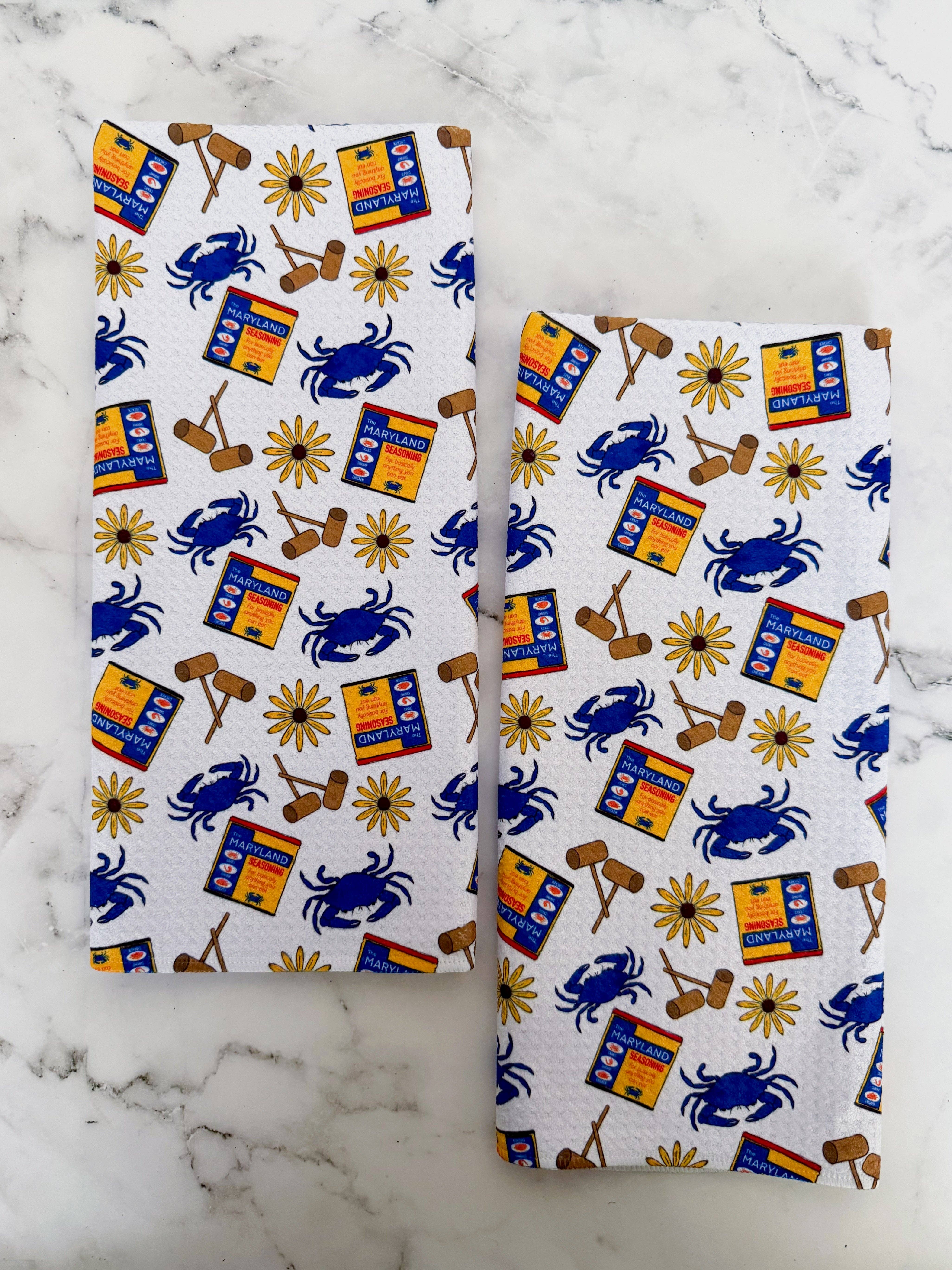 Jami Creates - Wholesale Tea Towel - Maryland Seasoning Crab Feast Kitchen Dish Towel5