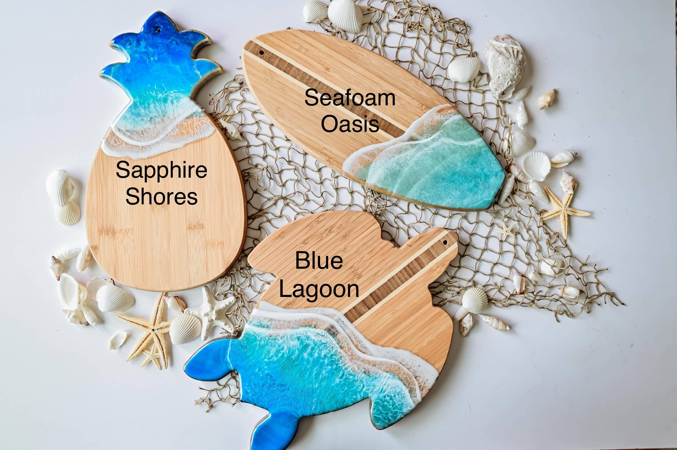 LC Custom Artistry - Wholesale Cheese Board - Resin Ocean Whale Tail Bamboo Charcuterie Board2