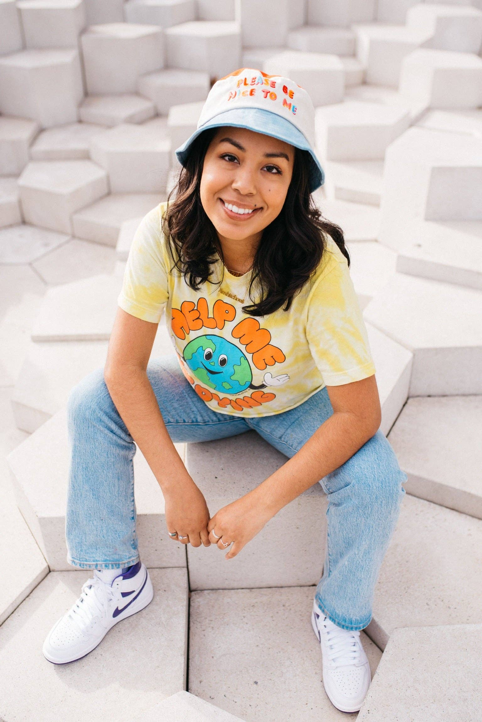 The Peach Fuzz - Wholesale Bucket Hat - Women's - Please Be Nice To Me Color Block Bucket Hat8