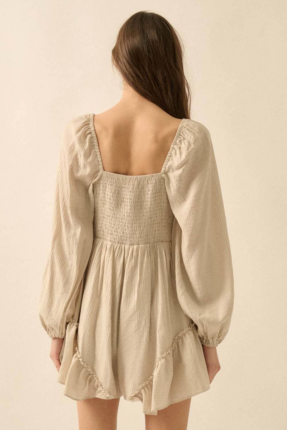 Promesa USA - Wholesale Romper - Women's - Tonal-Stripe Ruffled Tie-Front Peasant Romper23