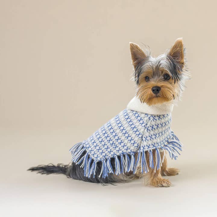 Alqo Wasi - Venta al por mayor Poncho - Perros - Poncho para perro Sofia de alpaca azul claro