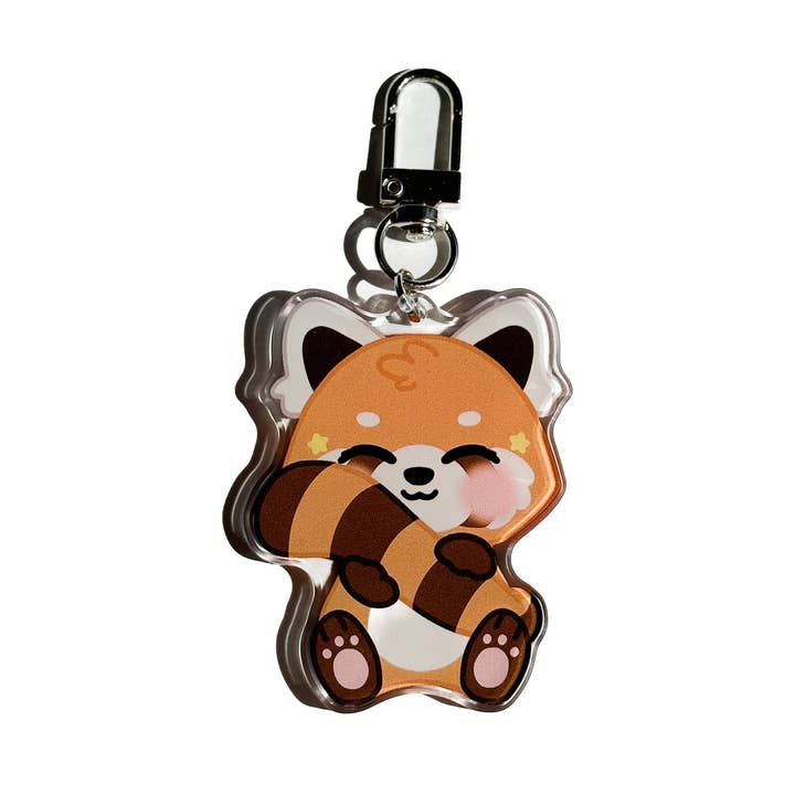 Riku Red Panda "Hugging" Keychain for wholesale by Cyndercake
