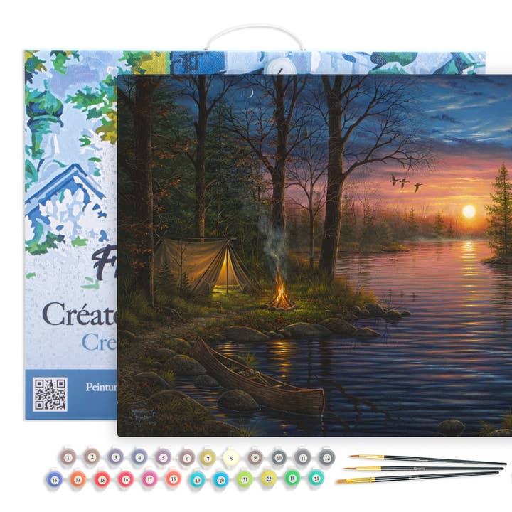 Måla efter nummer Camping och Sjö inramad för wholesale av Figured'Art