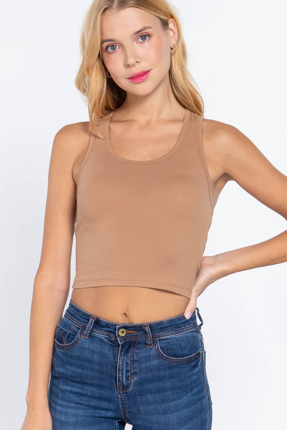 42POPS - Wholesale Knit Top - Women's - ,,.42POPS Fitted Racerback Cotton Spandex Jersey Crop23
