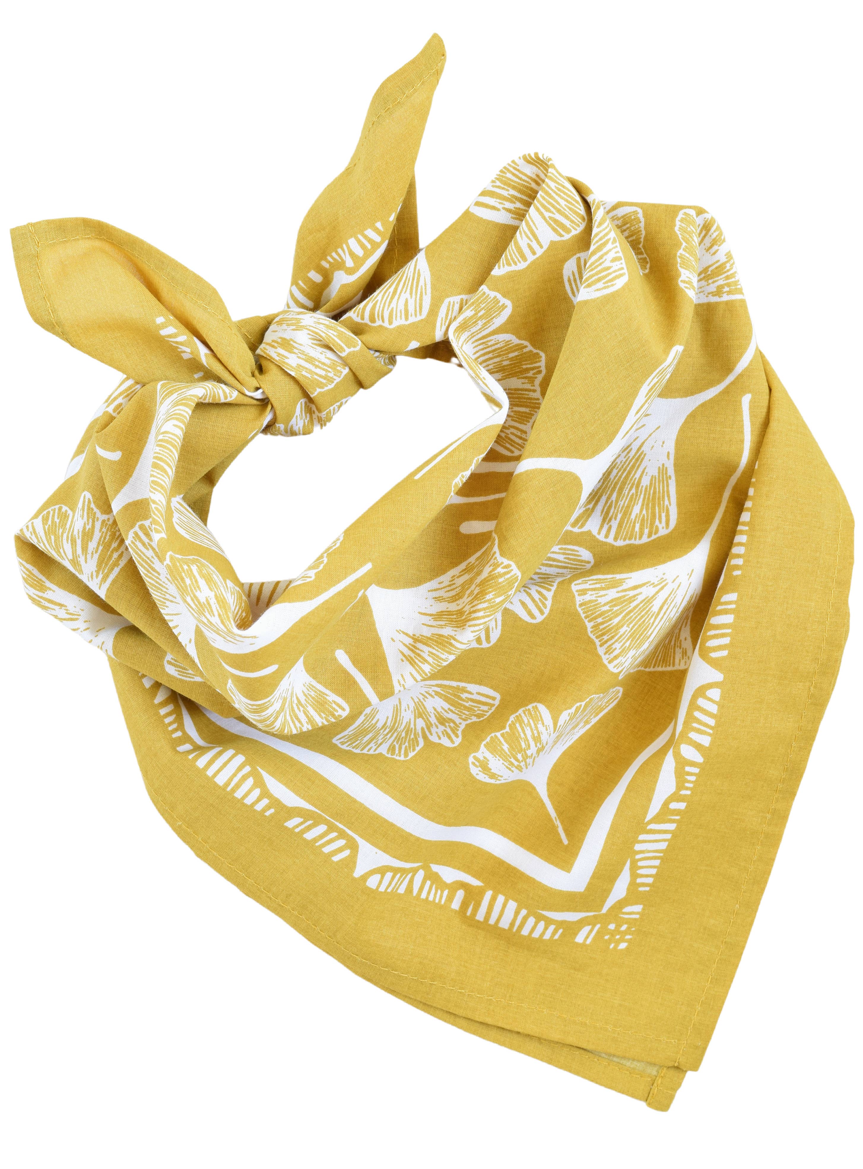 Hearth and Harrow - Wholesale Bandana - Unisex - Ginkgo Leaf Bandana - 100% Cotton - Hand Printed - Yellow4