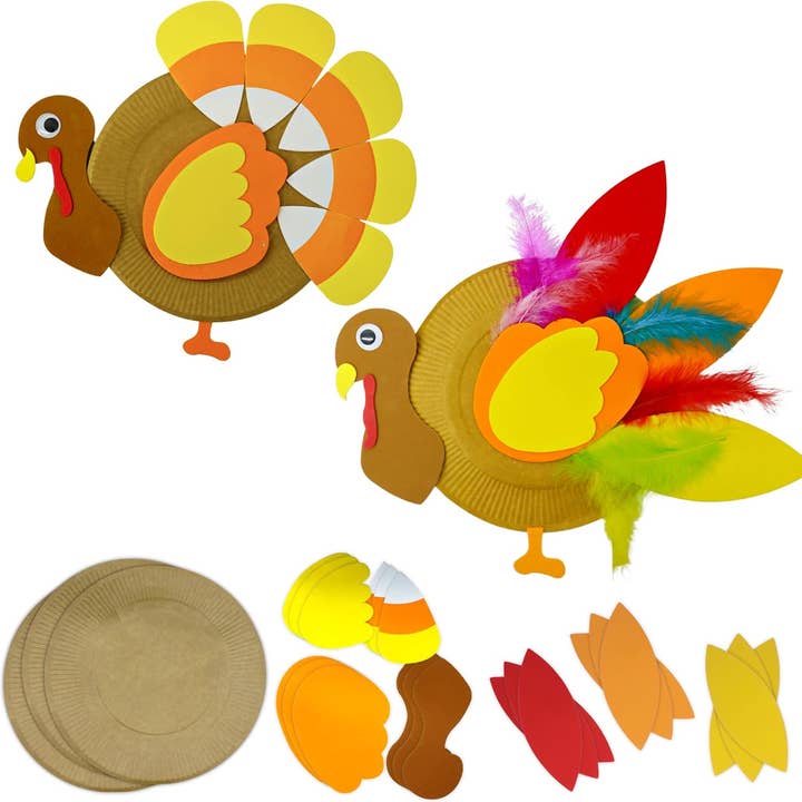 4E's Novelty 12-Pack Turkey Plate Craft - DIY Thanksgiving for wholesale by 4E's Novelty