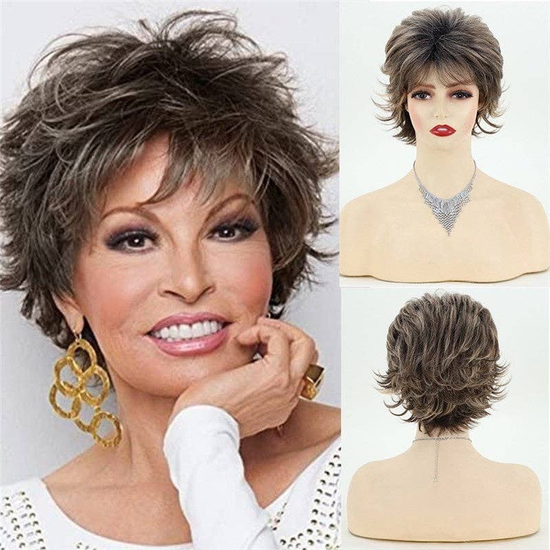 FurDecoration - Vente Perruque/extensions - Perruque Synthétique Courte Bouclée avec Bonnet1