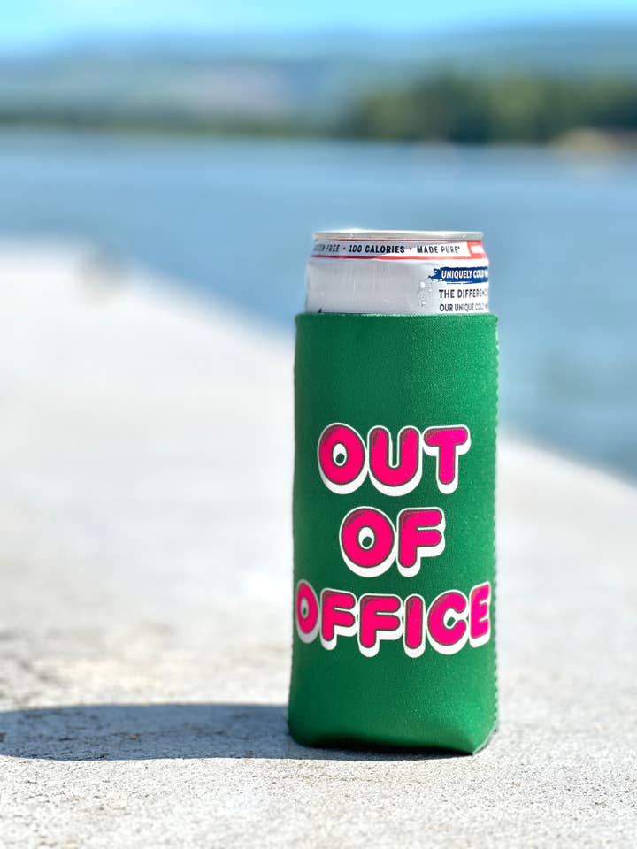 Out of Office - slim can cooler for 12oz hard seltzer cozie for wholesale by Full Send Studio