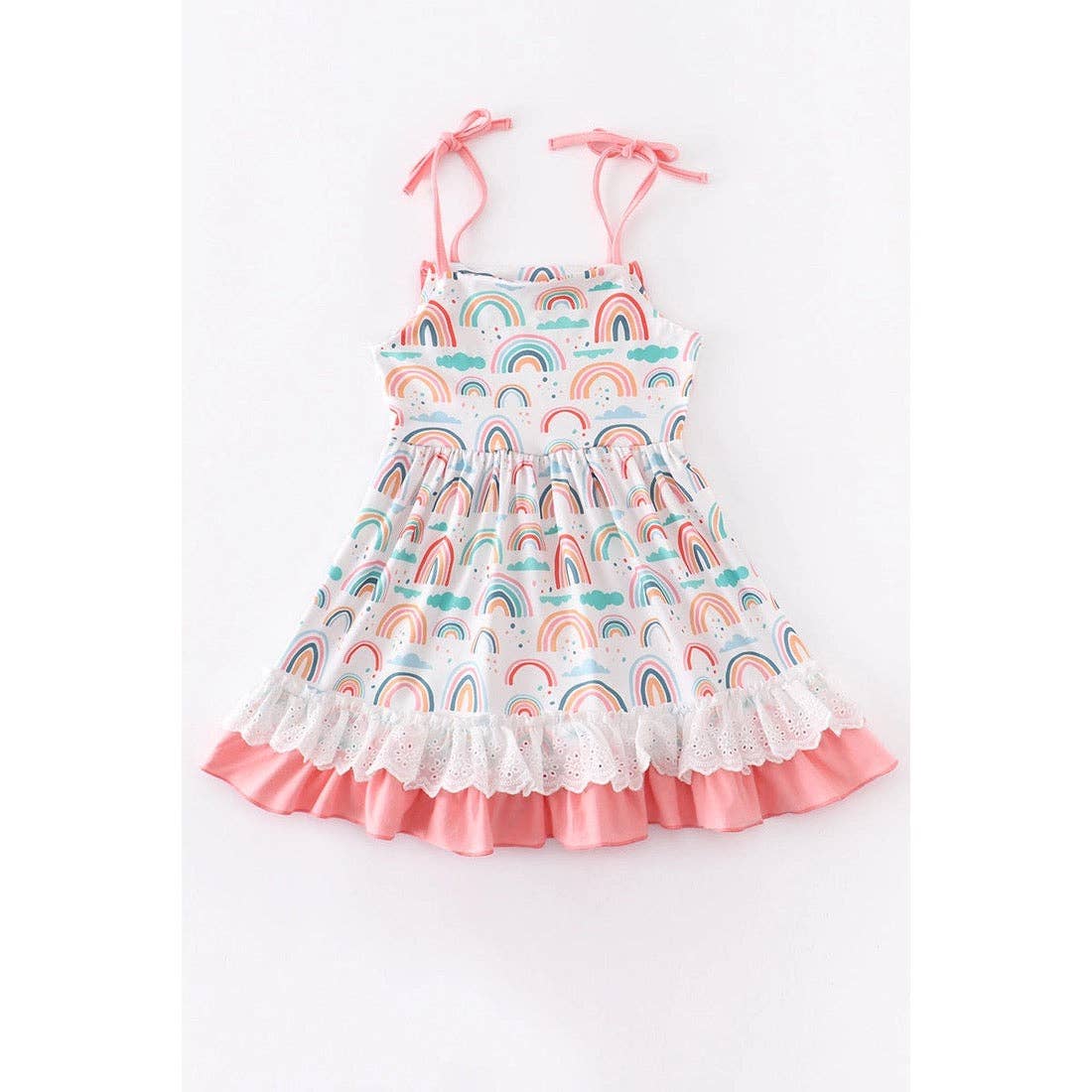 Miss Q Baby – Engroshandel Kjole - Børn – Pink Plaid Rainbow Ruffle Kjole4
