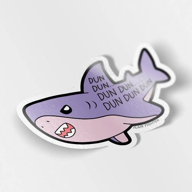 Dun Dun Dun Scary Shark Vinyl Sticker, vaderdagcadeau voor wholesale door Flair Fighter