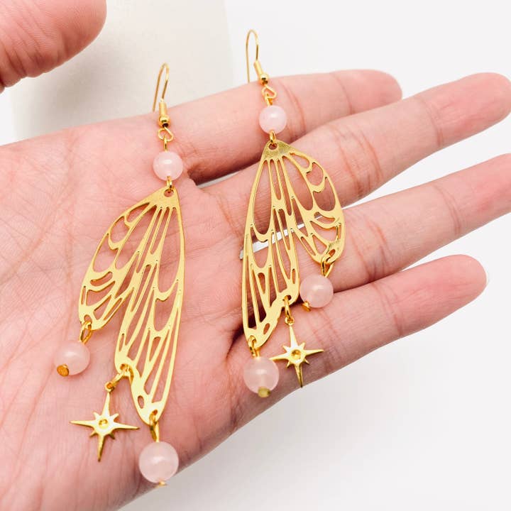 Bohemian Cicada Wing Earrings for wholesale by Mio Queena