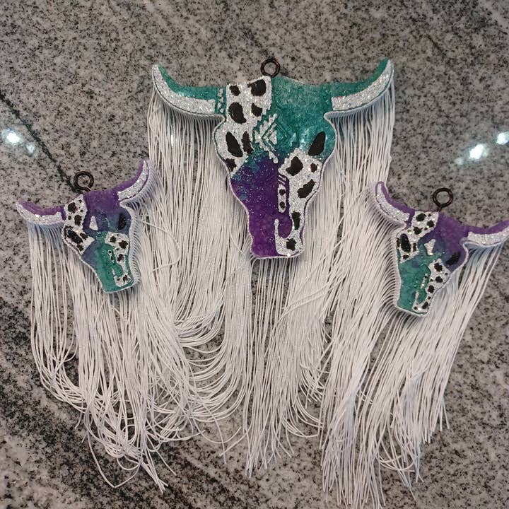 Teal and purple ombre cow Freshie for wholesale by Lil Bit Sassy Lush Co