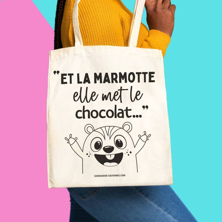 Tragetasche - Und das Murmeltier, in das sie die Schokolade steckt... für den Großhandel von Génération Souvenirs