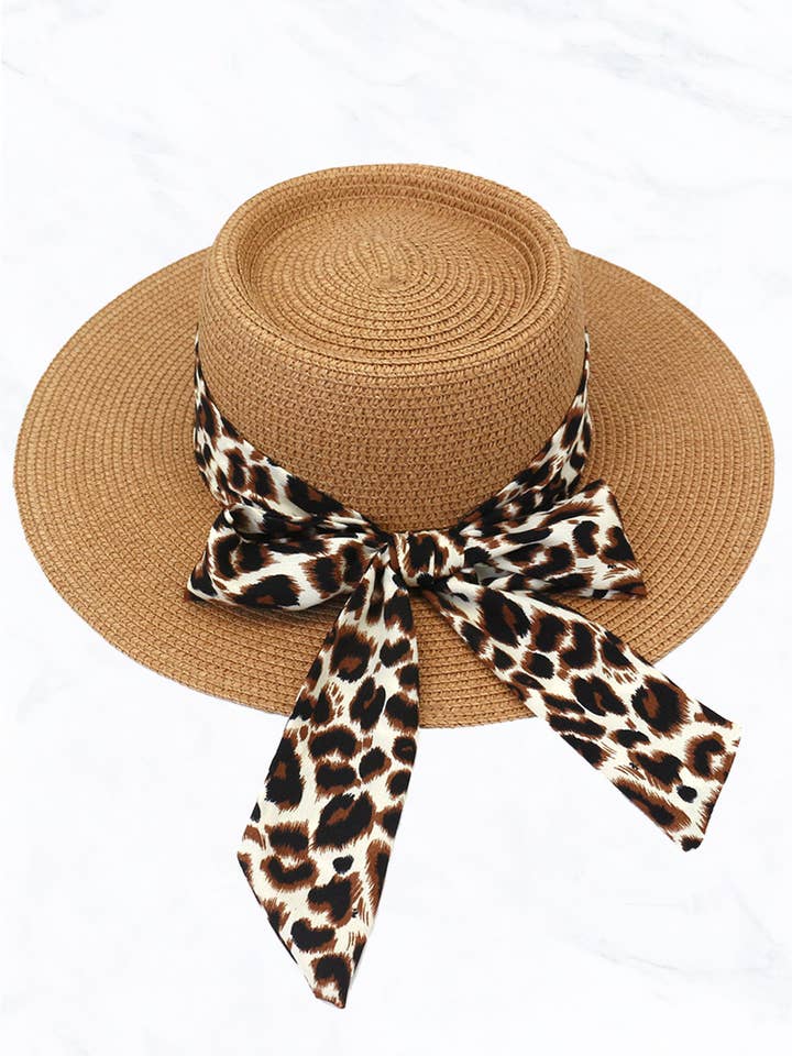Udendørs Seaside Rejser Beach Leopard Konkave Top Straw Hat for engroshandel hos Suzie Q USA