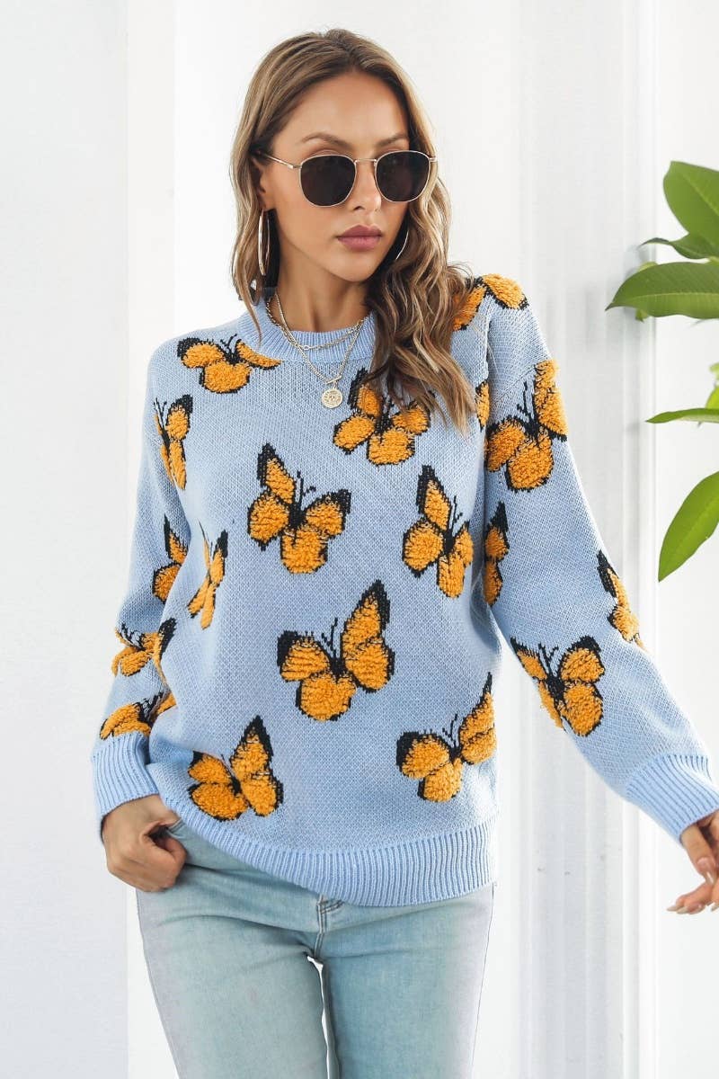 NINEXIS - Wholesale Knit Sweater - Women's - CWOSWL6374_KNIT LOOSE BUTTERFLY LONG-SLEEVED SWEATER4
