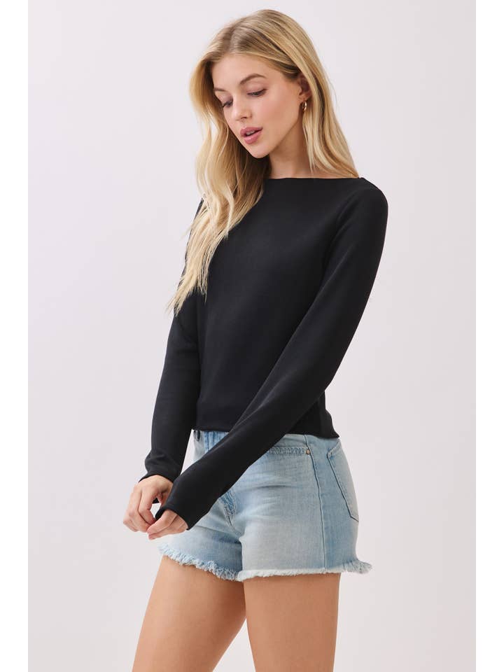 Final Touch - Wholesale Knit Top - Women's - Double Layer Boat Neck Long Sleeve Top - VT3153410