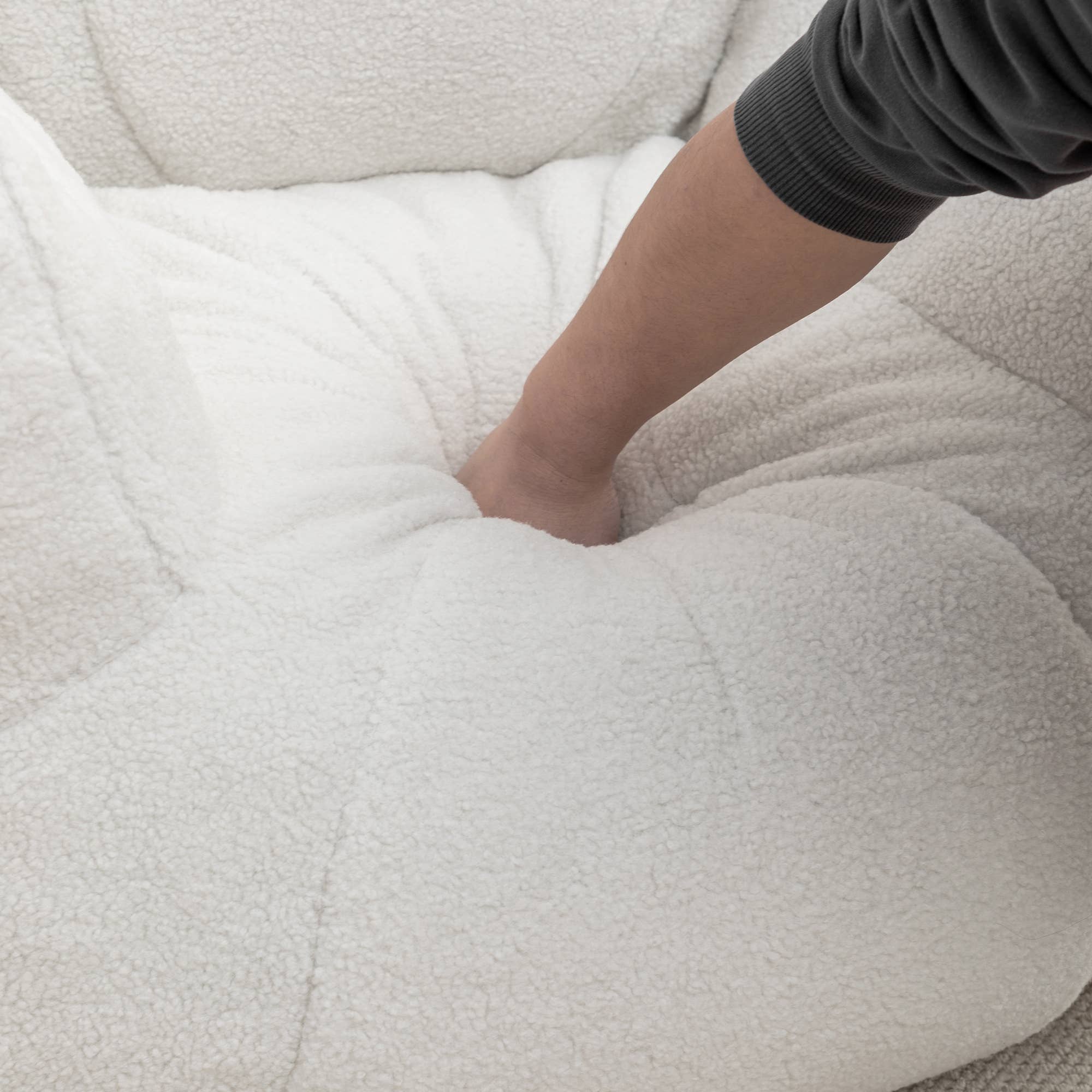White Bean Bag Chair Sofa with Tufted Memory Foam Filling for wholesale on Faire8