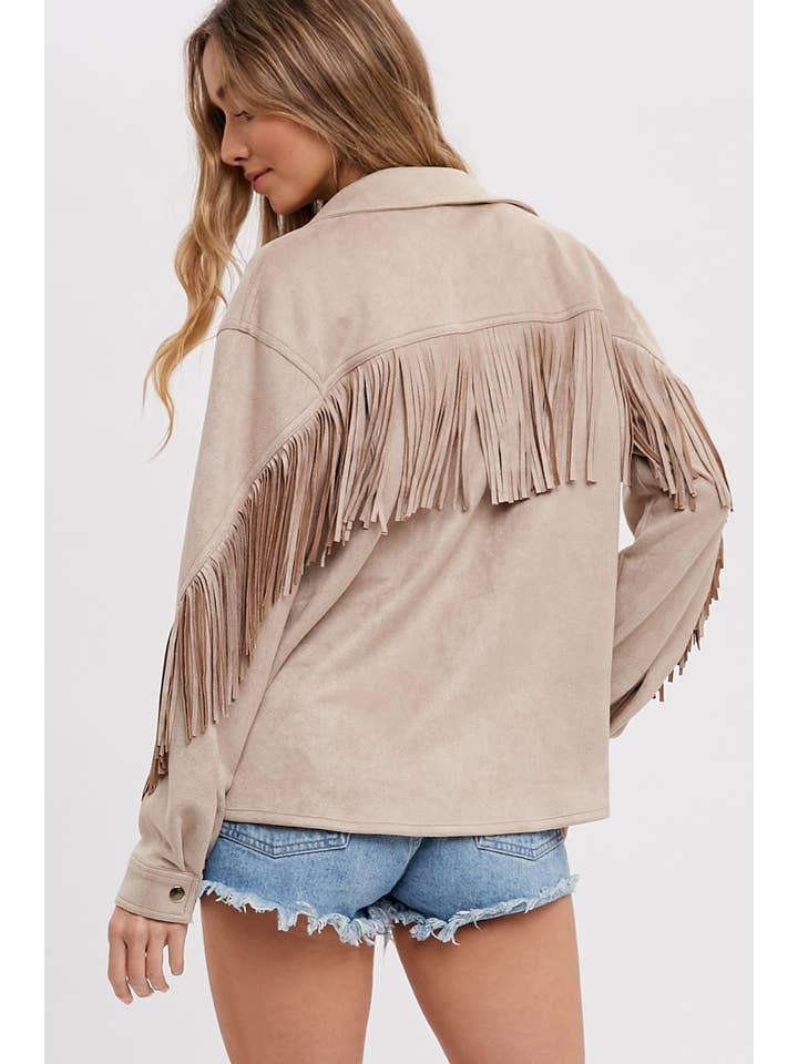 Bluivy - Wholesale Shirt Jacket/Shacket - Women's - VEGAN SUEDE FRINGED SHACKET