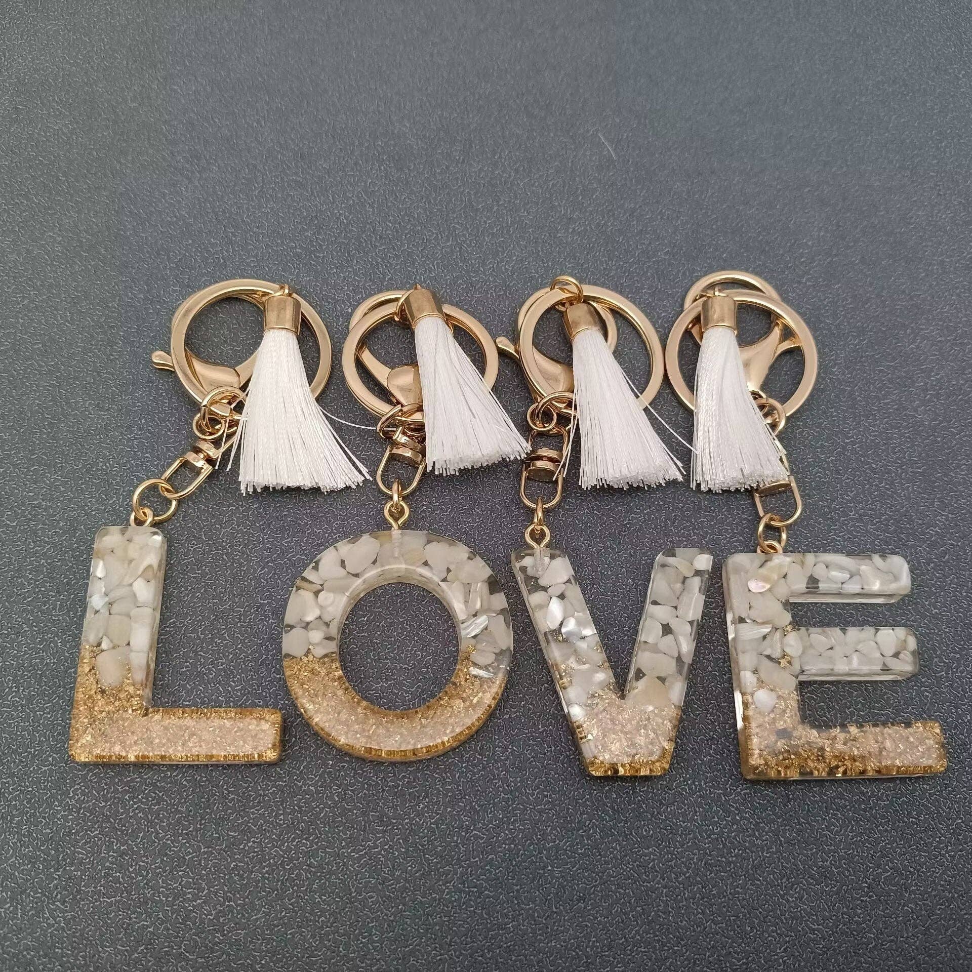 Mio Queena - Wholesale Keychain - Women's - 26 Letters White Tassel Resin Keychain Bag Ornaments4