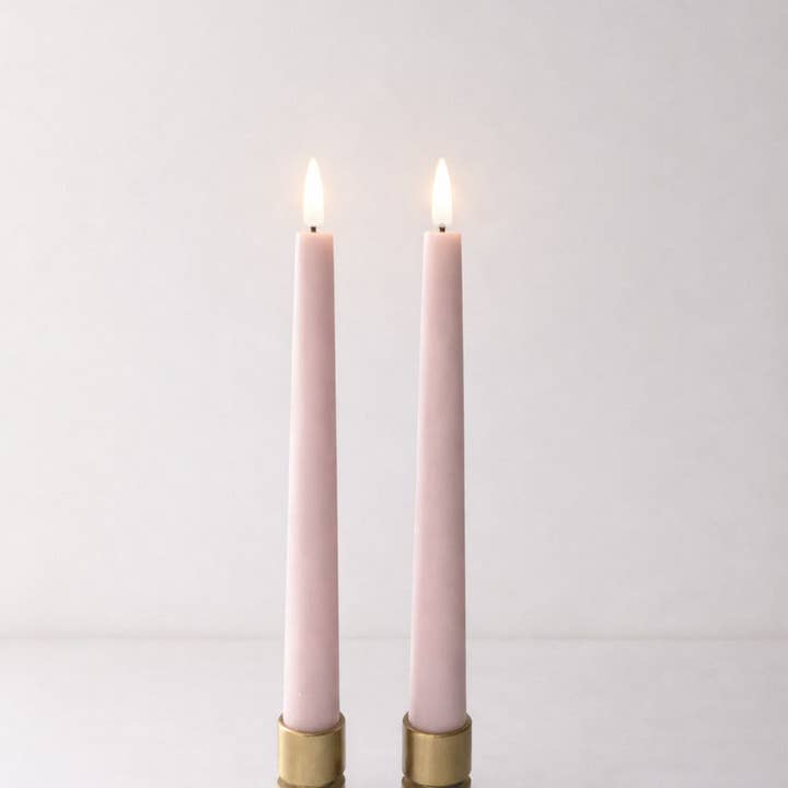 GLO & NEST - Wholesale Tapered Candle/Candlestick - Set of 2 LED Taper Candles 21.5cm - Powder Rose1