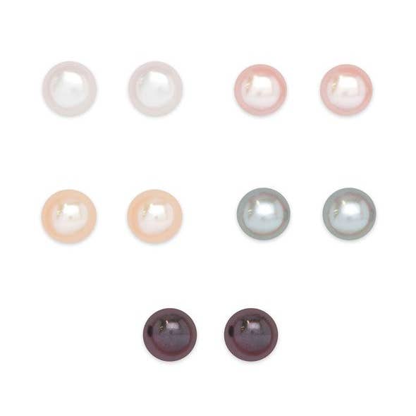 Assorted Freshwater Pearls 5-Pair Stud Set for wholesale by Lily Nily